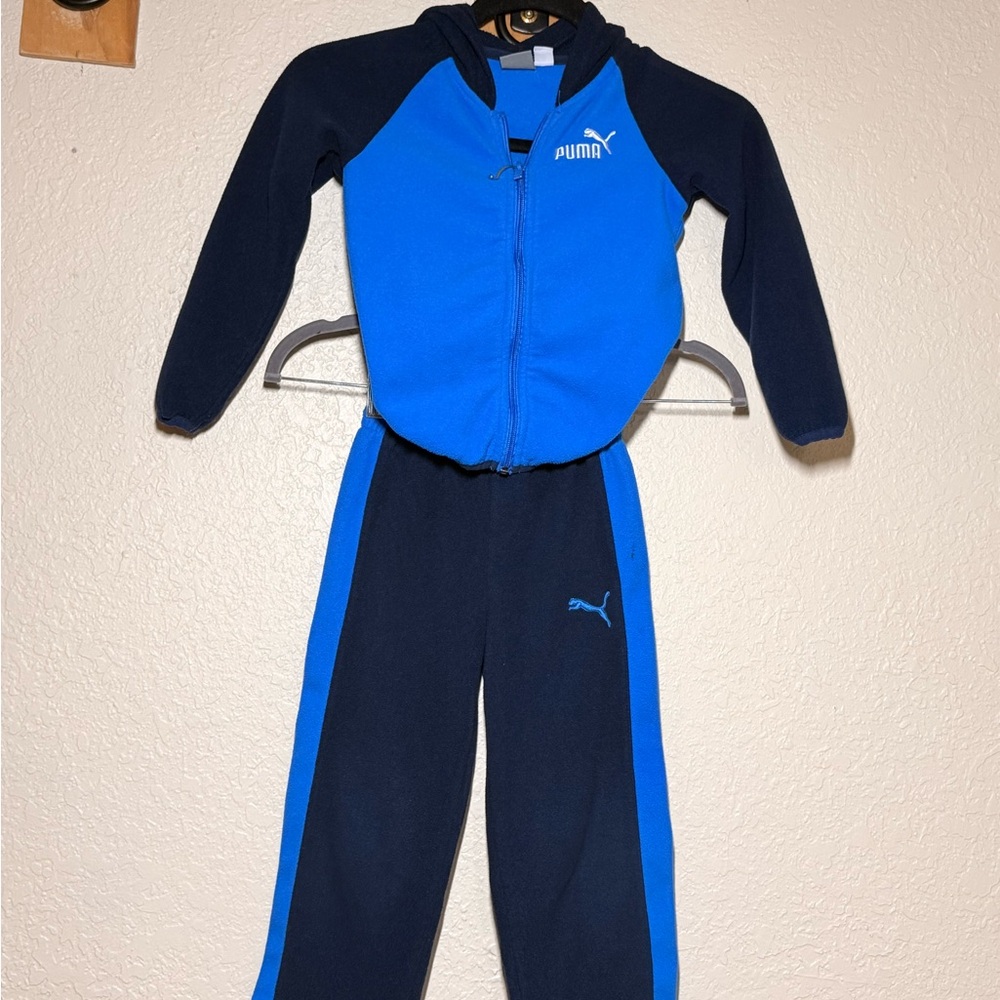 Puma Kids Track Suit Set Blue Black Hoodie Jacket & Pants